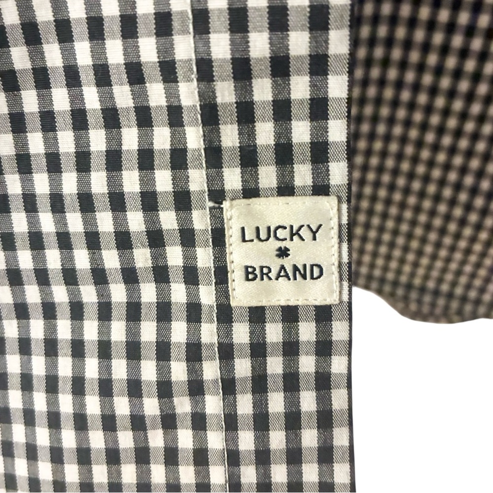 Lucky Brand Regular Fit Stretch Gingham Shirt Black White - Picture 4 of 6